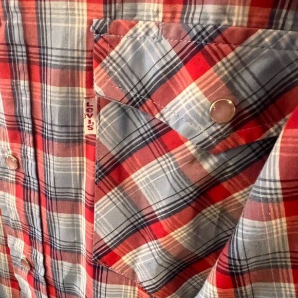 Levis plaid shirt Mens M The Cowboys Tailor Western Pearl Tab Snap Rodeo Vintage - Picture 2 of 7